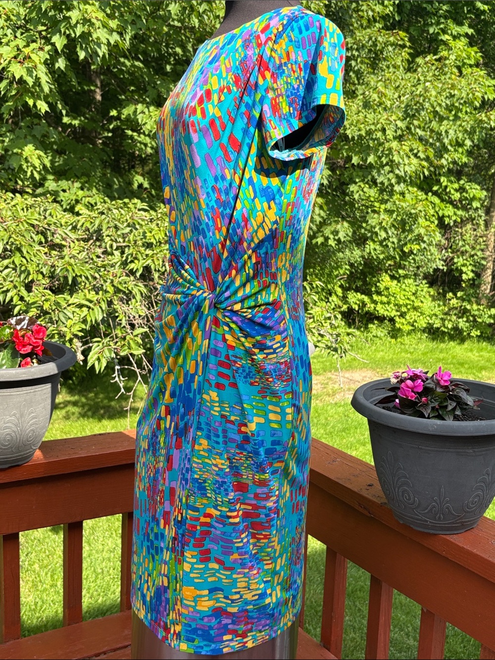 NWOT Ellen Tracy Teal colorful dress - Picture 2 of 10